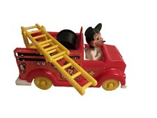 1970s Mickey Mouse Fire Truck Pull Toy Walt Disney Productions
