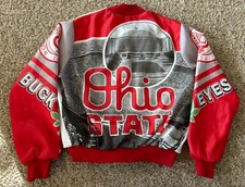 Vintage 80s Ohio State Buckeyes Chalk Line Fanimation Jacket Medium USA Made
