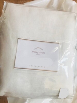 Pottery Barn Emery Drapes Set 2 White 100x 84 Curtais Blackout Doublewide Pair 