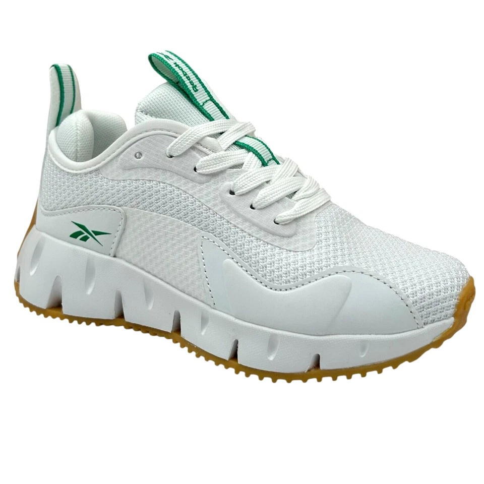Zapatillas deportivas Reebok Zig Dynamica para jóvenes niños talla 2Y blancas/marrones puntera y talón parachoques Foto 2 de 4