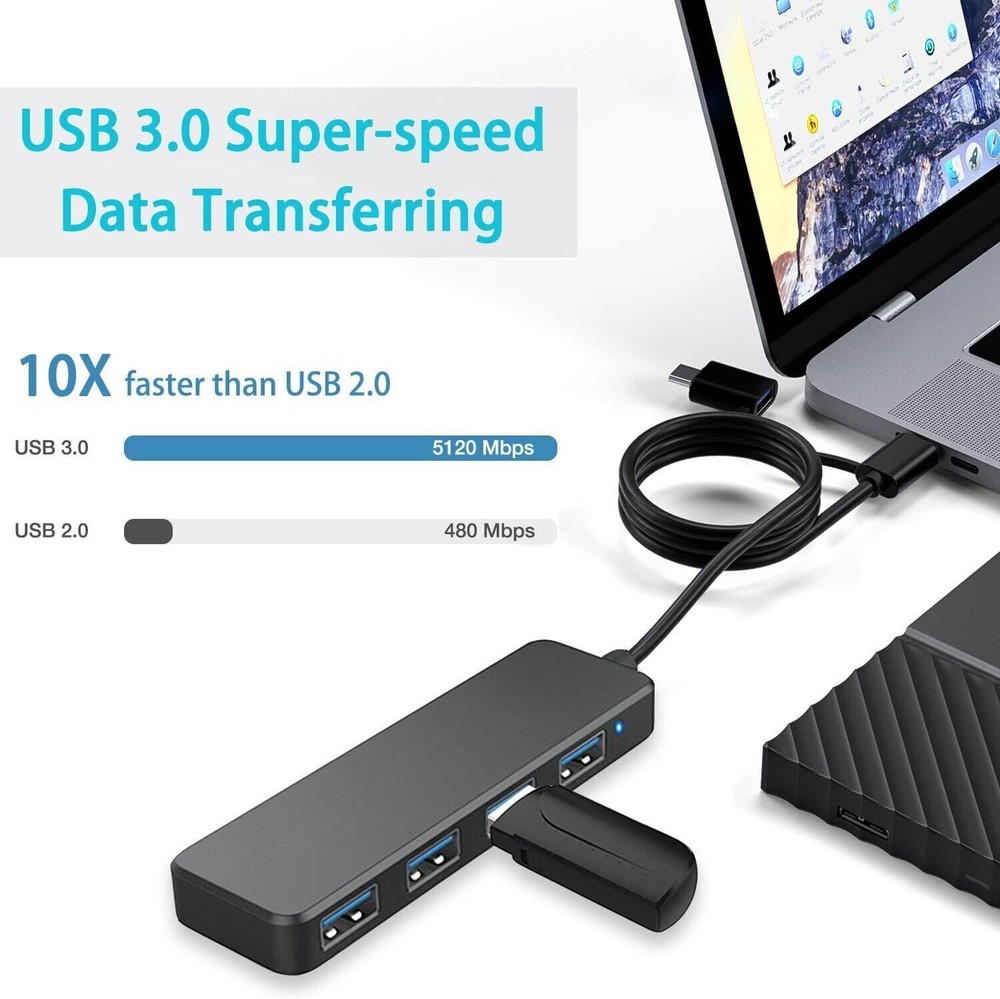 USB 3.0 Hub 4-Port USB Hub USB Splitter USB Expander for Laptops Flash Drive HDD USB 3.0 Hub 4-Port USB Hub USB Splitter USB Expander for Laptops Flash Drive HDD