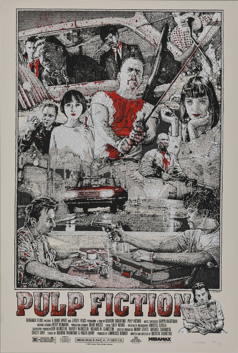 【当時物】90s PULP FICTION ORIGINAL POSTER Pulp Fiction original movie poster Quentin Tarantino Uma