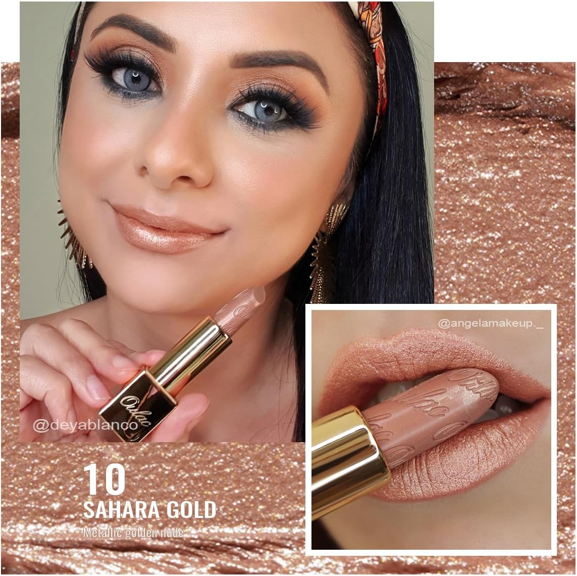 OULAC Metallic Shine Glitter Lipstick, Nude High Impact Lipcolor,  Lightweight So