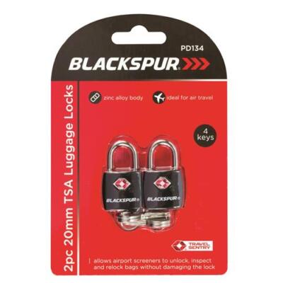 2Pc Blackspur 20mm TSA Luggage Locks Steel Padlock Travel Suitcase