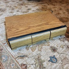 Vintage Faux Wooden 3 Drawer Cassette Tape Holder Storage Cabinet Case Holds 42