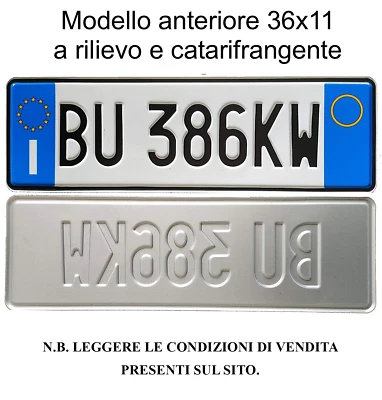 GCS REPLICA TARGA AUTO RILIEVO ART.102 ANTERIORE /dhl 48 ore