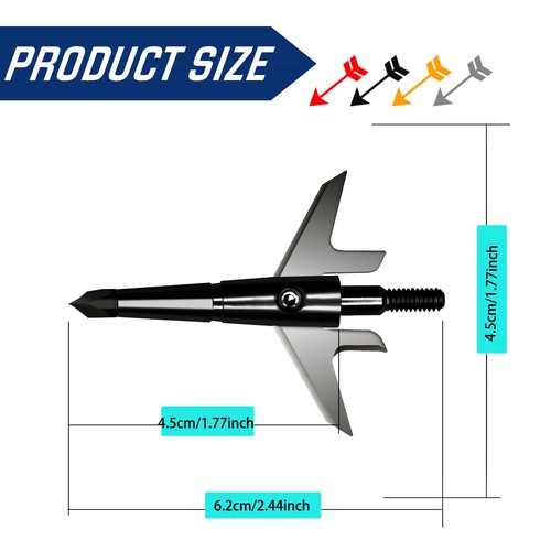 1 Dozen Swhacker Broadheads 100Gr 1.75" Cut Compound Recurve Bow Crossbow Tip - Picture 6 of 47