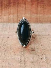 925 Sterling Silver Natural Black Onyx Ring Gemstone Women Jewelry For Her D 7