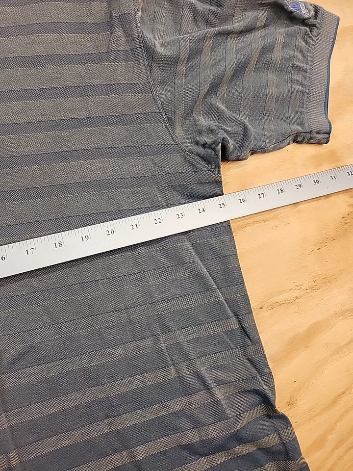 Ben Hogan Trophy Club Logo Gray Striped Golf Polo Shirt Mens XL Lightweight Cott - Image 2 of 4