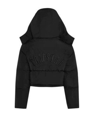*SALE*  TRAPSTAR WOMEN'S ARCH AW23 HOODED PUFFER - BLACK, SIZE EXTRA SMALL (XS)
