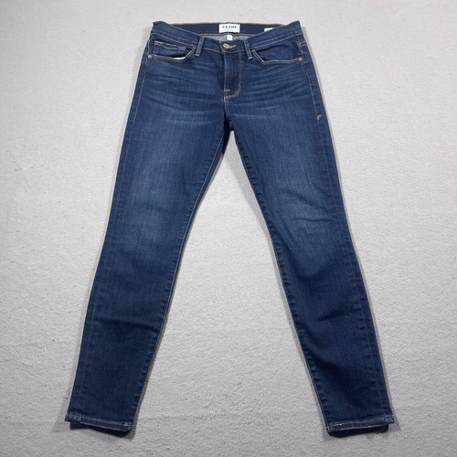 Frame Le Skinny De Jeanne Crop Women 27 Skinny Dark Blue Denim Jeans Minimalist