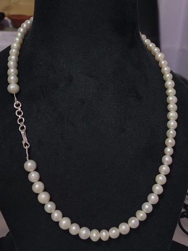 Collares De Perlas De Agua Dulce Naturales Redondas De 8mm Con Plata De Ley 925 - Imagen 5 de 8