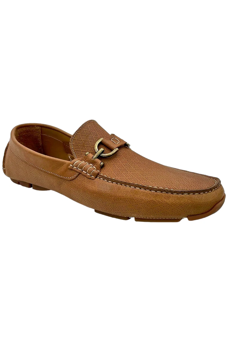 Donald J Pliner Men\'s Brown Loafers Embossed Leather Drivers Gold Accent Sz 12 Donald Pliner Men main image 2