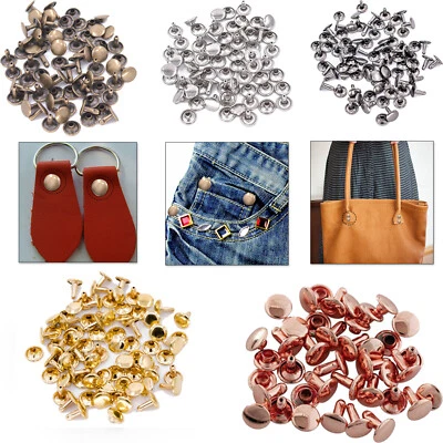 TRIMMING SHOP 100 Stck. Doppelkappe Rohrnieten Messing zum Selbermachen Leder Handwerk Handtaschen Reparatur