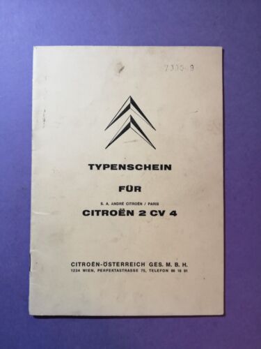 Alter Österreichischer Typenschein Citroen 2 CV 4 - 1970, Sammlerstück!  - Afbeelding 1 van 4
