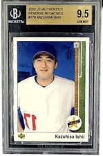 2002 Upper Deck Authentic REV NEG ERROR Kazuhisa Ishii RC DODGERS BGS 9.5 POP 2