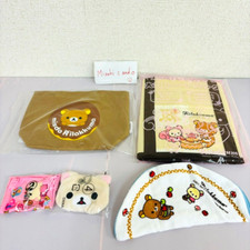 San-X Rilakkuma Korilakkuma Towel Bag Coin Case Set Brown Bear White Pouch Rare