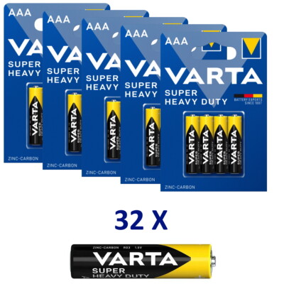 32 x Varta Superlife Heavy Duty Micro AAA LR03 Batterie Zink Carbon MN2400 1,5V