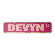 DEVYN Vintage Street Sign Childrens Name Room Metal Sign