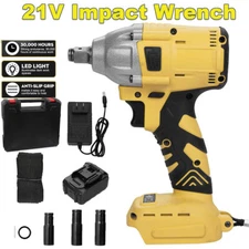 Cordless Electric Impact Wrench Gun 1/2'' High Power Driver with Li-ion Battery
