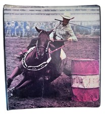 Vintage Aladdin Rodeo 3 Ring Binder Barrel Racing Horse Western Americana 11x10.