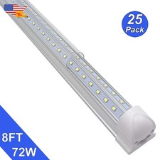 25 Pack 8Ft 72W Led Shop Lights 6500K Linkable 9000Lm T8 Bulbs Warehouse Fixture