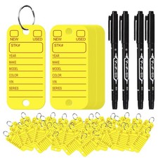 500 Pcs PVC Tags with Labels and Rings, Car Key for 1.3 X 2.8, 500pcs Yellow