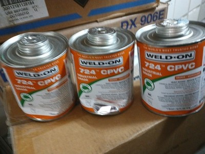 3 Pack, Weld On 724 CPVC Pipe Cement,  32oz , Med Set Heavy Bodied Orange. 274