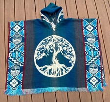 Tejidos Caymi Poncho Tree of Life Alpaca Blend Aztec Boho Fringe Shawl Soft Warm