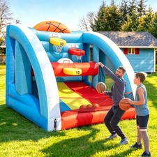 10ft Outdoor Inflatable Basketball Hoop  4 Balls for Sports Game Buildin Blower