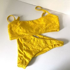 MARA HOFFMAN Floral Jacquard Bikini Swim Bandeau Top and Bottom Sets M/L