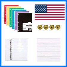 Spiral Notebook, 6 Pack, 1 Subject, Wide Ruled Paper, 7-1/2" x 10-1/2", 70 Sh...