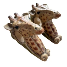 Telle M. Stein 2001 Ceramic Giraffe Curtain Brackets Rod Holders Set Of 2 Safari