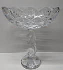 VTG Waterford Crystal Clear Seahorse Pedestal Centerpiece Bowl Compote 12 1/4"