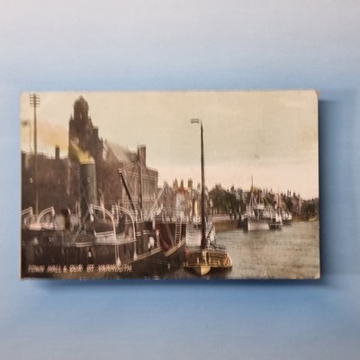 Great Yarmouth Postkarte Norfolk 1907 Rathaus Dampfschiffe am Kai