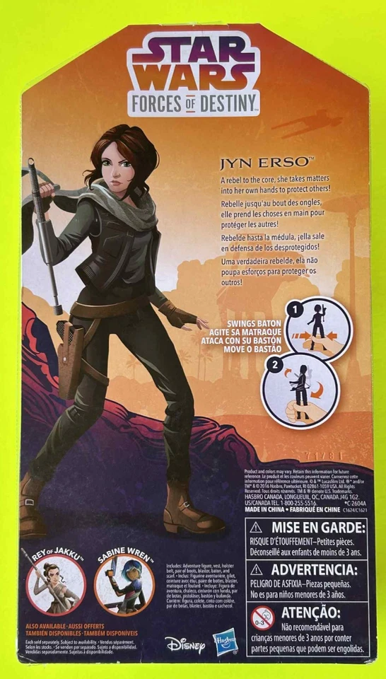 Muñeca Hasbro Star Wars 2016 Jyn Erso Disney Forces of Destiny 11" Posable Nueva Foto 2 de 2