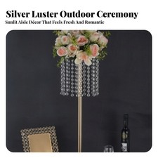 Metall Blumenständer mit Kristallperlen stabil hoch Säule Vasenständer