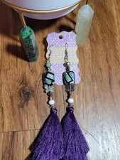 Handmade Purple Tassel Butterfly Earrings