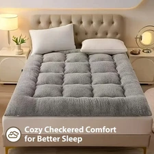 Soft Thick Fannel Mattress Pad Topper Quilted Fitted Mattress Cover Foldable Pad