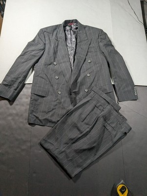 NICE VINTAGE Hart Schaffner Marx Suit Mens Gray Pinstripe 6 Button Viracle