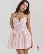 House Of CB ‘Amaris’ Baby Pink Mini Flared Coquette Summer Spring Dress Size M