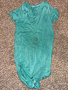 Kyte Green Solid Bamboo Short Sleeve Snap Bodysuit One-Piece 12-18M