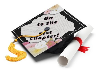 On To The Next Chapter Graduation Cap Topper Cover Decor Accessory For Grad