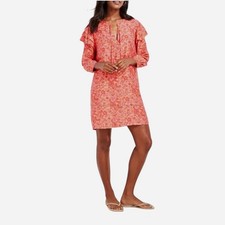 Vineyard Vines Helenium Floral Tunic Dress Silk Blend Coral Pink Size XS