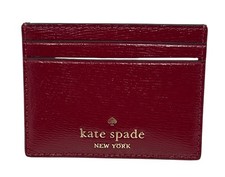 Kate Spade New York Madison Red Jam Card Holder Saffiano Leather Small Slim NEW