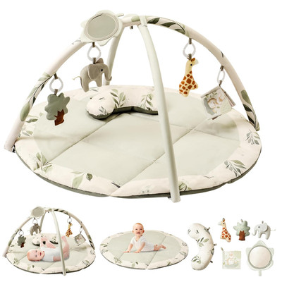 Baby Play Gym & Activity Mat, Machine Washable & Foldable Tummy Time Mat with 5