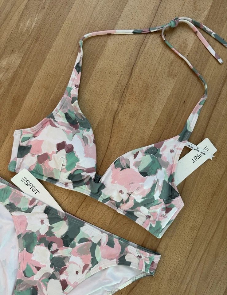 Neu Esprit Bikini Neckholder Set 75C Gr. 38 Mit Muster - Bild 2 von 2