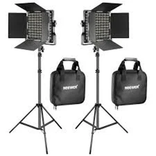 NEEWER 2-Pack Bi-Color 660-LED Video Light + Tripods - Dimmable Lighting Kit
