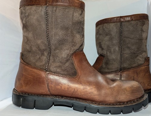 UGG Australia Leather & Suede Boots Beacon Sheepskin Lined Brown Men Sz 12 45 A+ - Picture 10 of 22