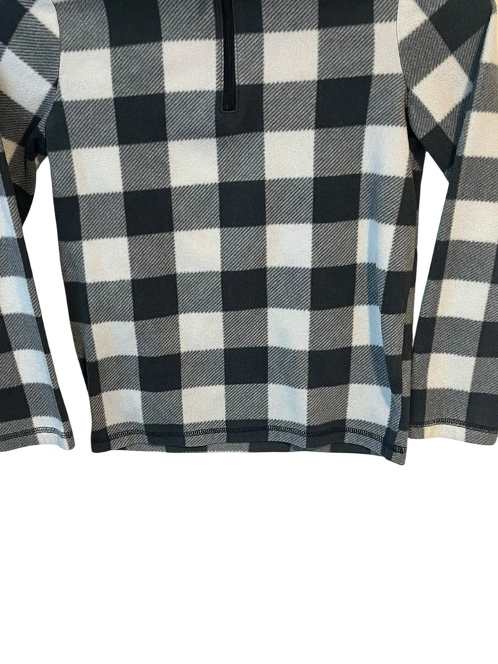 Suéter Jumping Beans Cuarto Cremallera Niños Talla 7 Negro Blanco Cuadros Pull Over Vellón Foto 3 de 4